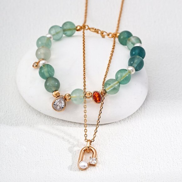 ✨ Artisan Original Design Minimalist Pearl & Crystal Pendant Necklace | S925 - Picture 3 of 4